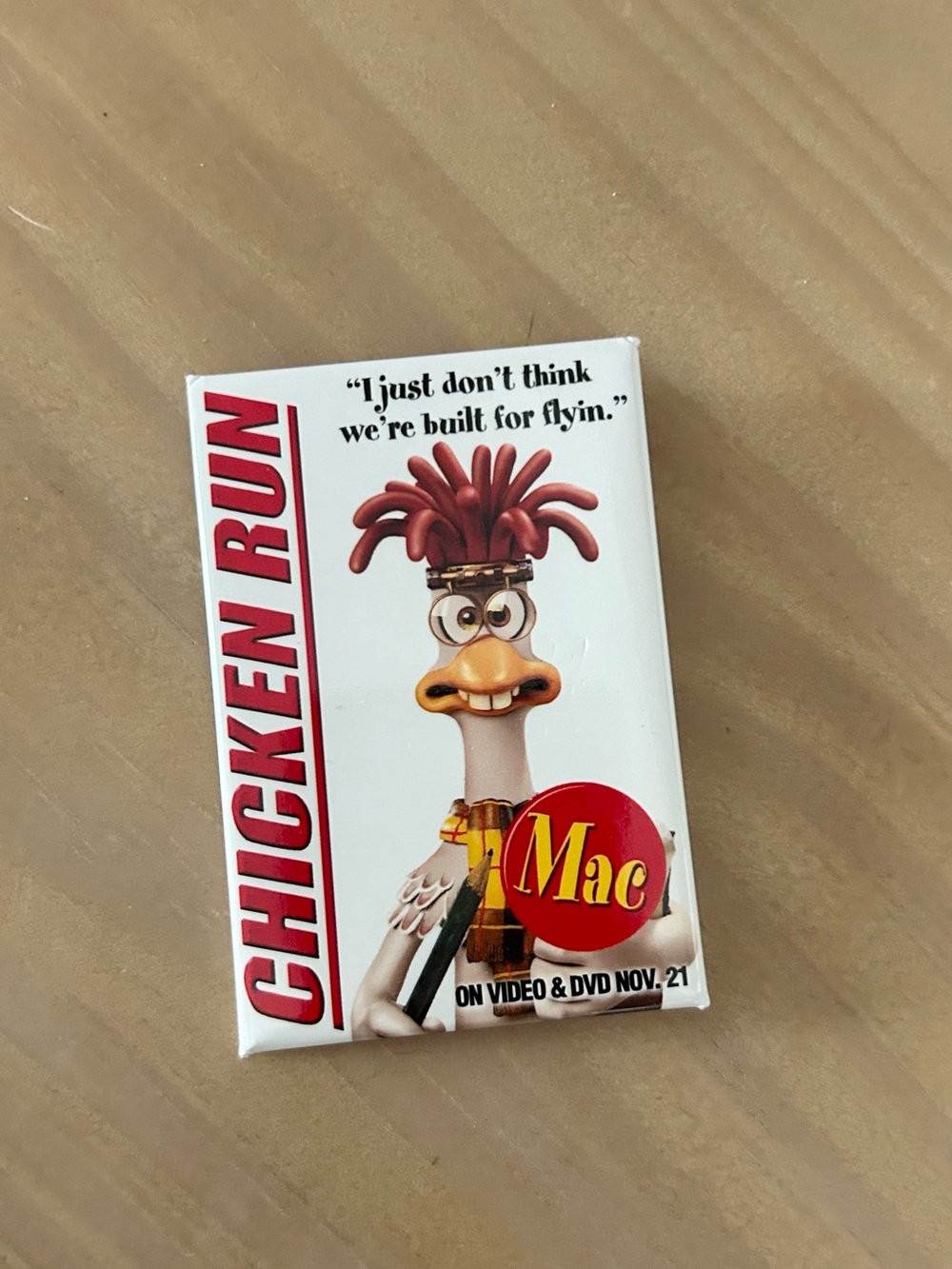 Vintage Chicken Run Mac Promo Pin Button Y2K Movie Collectible